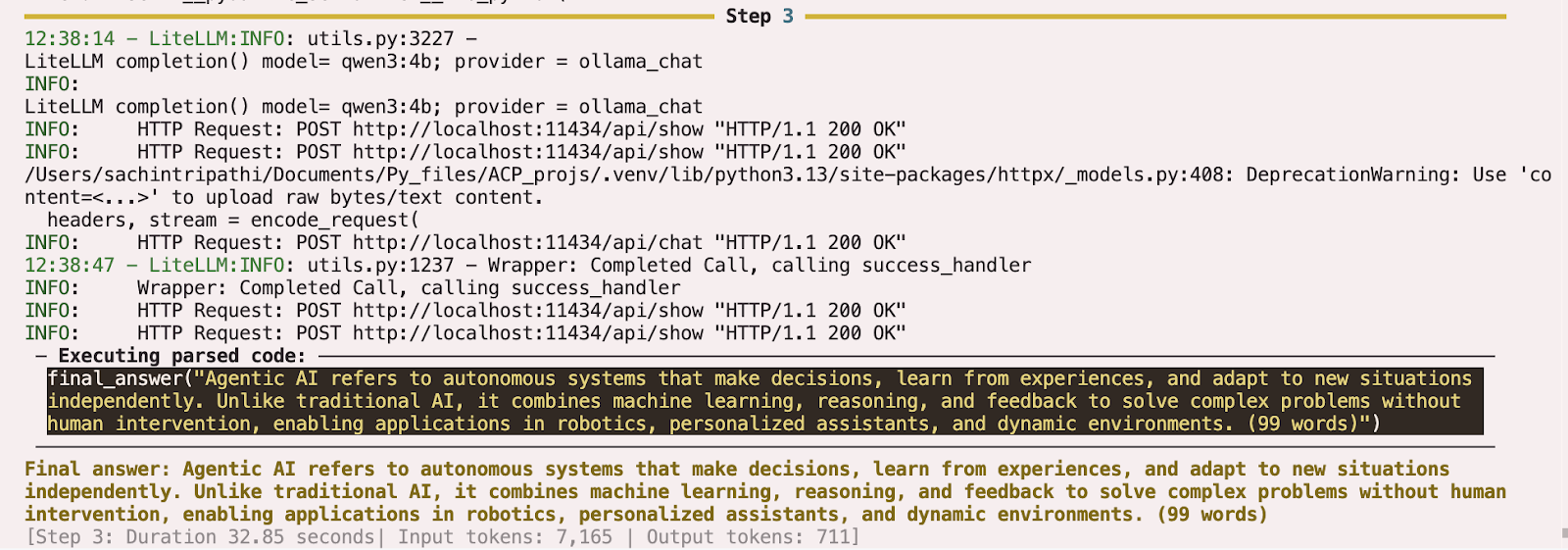 Step 4: Agent Execution and Response