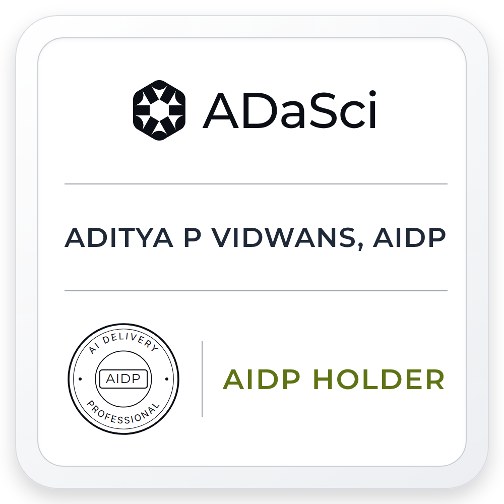 AIDP badge of Aditya Vidwans